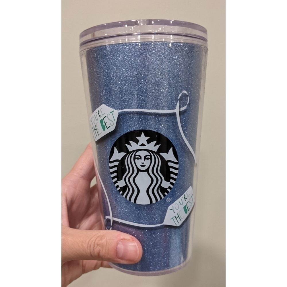Starbucks Blue Glitter You're The Best 16 OZ Tumbler